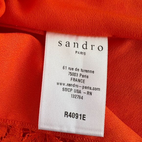 Classical Orange Lace Dress - Sandro Paris - Picture 10 of 17